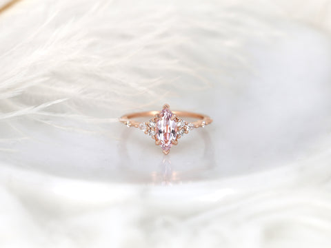 1.04ct Ready to Ship Astrid 14kt Rose Gold Blush Sapphire Diamond Marquise Cluster Ring