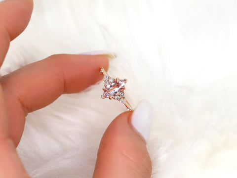 1.04ct Ready to Ship Astrid 14kt Rose Gold Blush Sapphire Diamond Marquise Cluster Ring