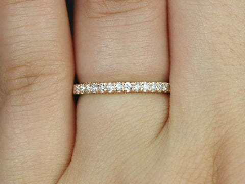 14kt Matching Band to Barra/Samina 9mm or 10mm Pave Diamond HALFWAY Eternity Ring - Rosados Box