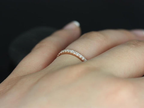 14kt Matching Band to Barra/Samina 9mm or 10mm Pave Diamond HALFWAY Eternity Ring - Rosados Box