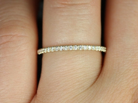 14kt Gold Matching Band to Romani 7x5mm/8x6mm Rebecca HALFWAY Eternity Ring - Rosados Box