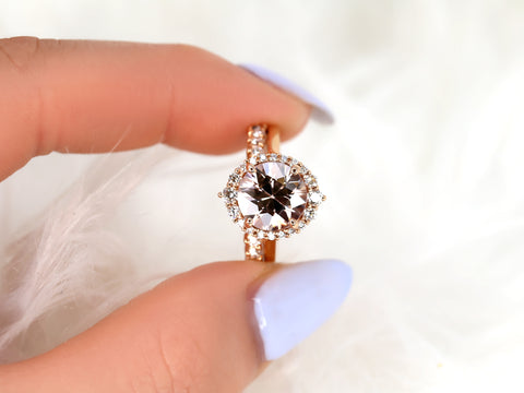 3.82ct Ready to Ship Eluma 14kt Rose Gold Champagne Cognac Zircon Diamonds Unique Halo Bridal Set