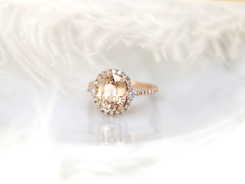 6.53cts Ready to Ship Bridgette 14kt Rose Gold Cognac Champagne Zircon Diamonds Unique Oval Halo Ring