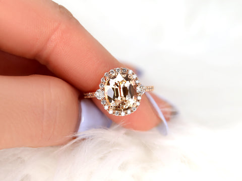 6.53cts Ready to Ship Bridgette 14kt Rose Gold Cognac Champagne Zircon Diamonds Unique Oval Halo Ring