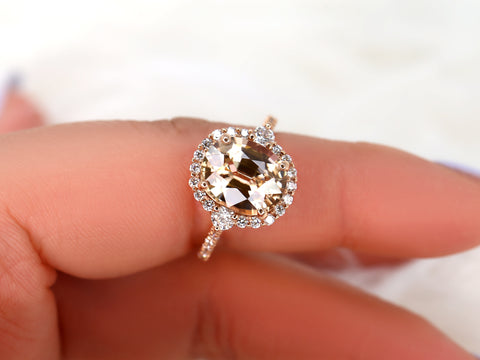 6.53cts Ready to Ship Bridgette 14kt Rose Gold Cognac Champagne Zircon Diamonds Unique Oval Halo Ring