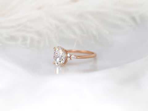 3ct Ready to Ship Cinderella 10x8mm 14kt Rose Gold Forever One Moissanite Diamond Cluster Ring - Rosados Box