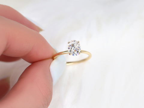 1.50ct Dakota 8x6mm 14kt Gold Moissanite Minimalist Oval Solitaire Ring