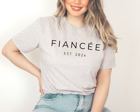 Fiancee Engagement Annoucement T-Shirt (Black Font) - Rosados Box