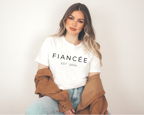 Fiancee Engagement Annoucement T-Shirt (Black Font) - Rosados Box