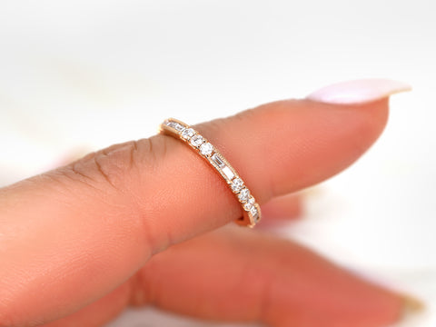 Ready to Ship Gabriella 14kt Gold WITH Milgrain Diamond ALMOST Eternity Ring