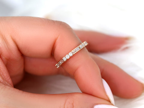 Ready to Ship Gabriella 14kt Gold WITH Milgrain Diamond ALMOST Eternity Ring