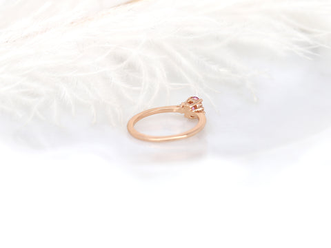 Ready to Ship Juniper 6x4mm 14kt Rose Gold Pink Sapphire Diamonds Dainty Oval Cluster Ring - Rosados Box