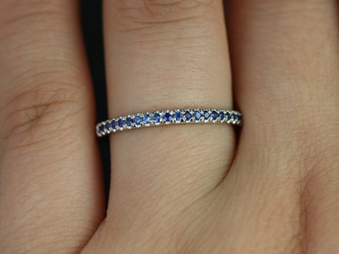 Kierra 14kt White Gold Blue Sapphire HALFWAY Eternity Ring - Rosados Box