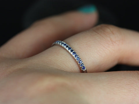 Kierra 14kt White Gold Blue Sapphire HALFWAY Eternity Ring - Rosados Box