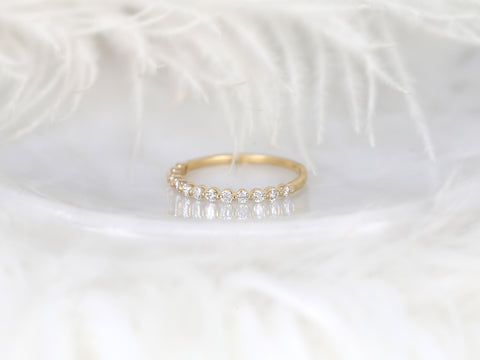 Ready to Ship Petite Naomi 14kt Yellow Gold Diamond Floating HALFWAY Eternity Band Ring - Rosados Box