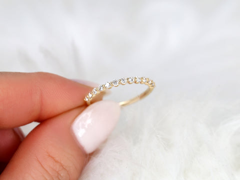 Ready to Ship Petite Naomi 14kt Yellow Gold Diamond Floating HALFWAY Eternity Band Ring - Rosados Box