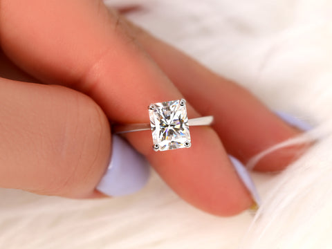 2.70ct Skinny Nancy 9x7mm 14kt Moissanite Cathedral Radiant Solitaire Ring