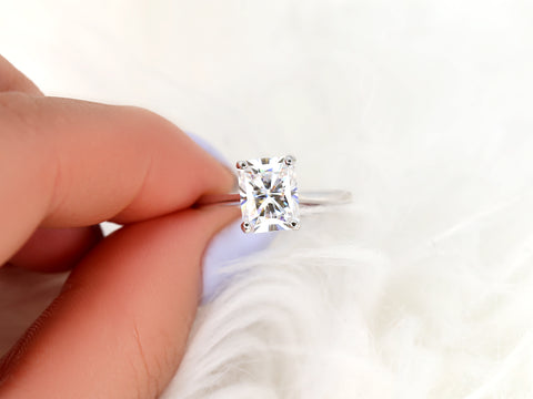 2.70ct Skinny Nancy 9x7mm 14kt Moissanite Cathedral Radiant Solitaire Ring