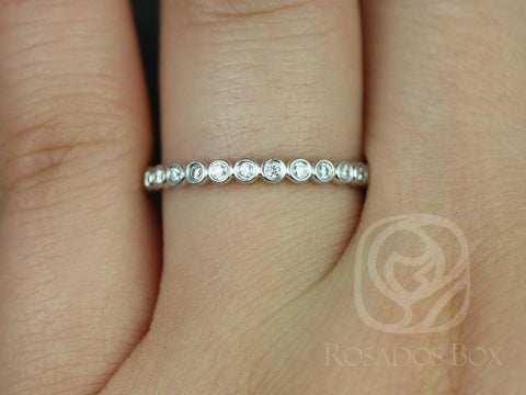 Petite Bubbles 14kt WITHOUT Milgrain Bezel Set Diamond HALFWAY Eternity Ring - Rosados Box