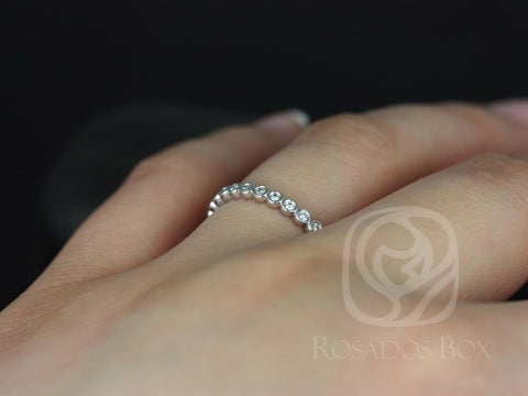 Petite Bubbles 14kt WITHOUT Milgrain Bezel Set Diamond HALFWAY Eternity Ring - Rosados Box