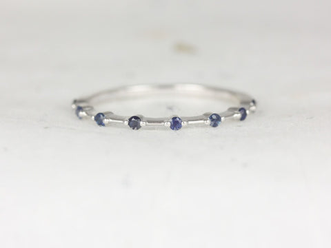 Boney 14kt Gold Blue Sapphire Single Prong Floating HALFWAY Eternity Ring - Rosados Box