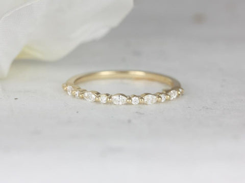 Ultra Petite Cher 14kt Marquise Round Diamond HALFWAY Eternity Ring - Rosados Box