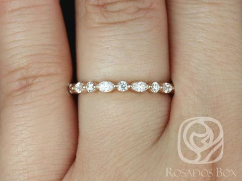 Petite Cher 14kt Marquise Round Diamond Floating Single Prong HALFWAY Eternity Ring - Rosados Box