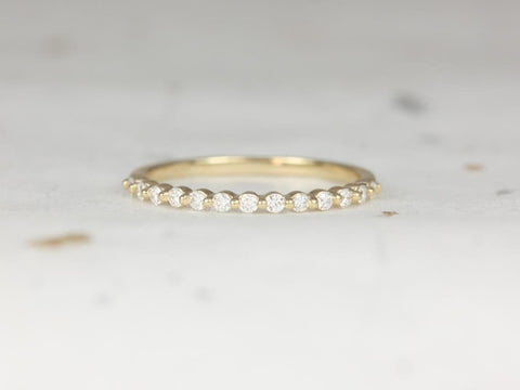 Ultra Petite Naomi 14kt Gold Floating Diamond HALFWAY Eternity Ring - Rosados Box