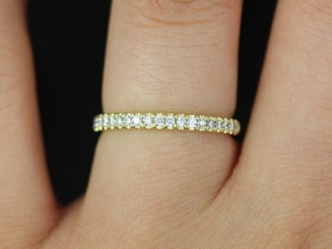 Kierra 14kt Gold French Pave Diamond HALFWAY Eternity Ring - Rosados Box