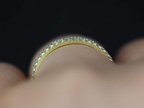 Kierra 14kt Gold French Pave Diamond HALFWAY Eternity Ring - Rosados Box