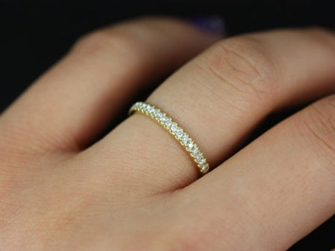 Kierra 14kt Gold French Pave Diamond HALFWAY Eternity Ring - Rosados Box