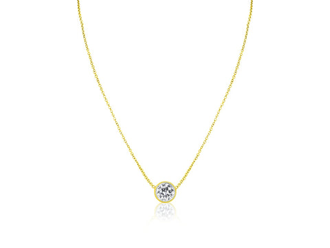 0.50ct Brooke 5mm 14kt Gold Moissanite Solitaire Floating Necklace - Rosados Box