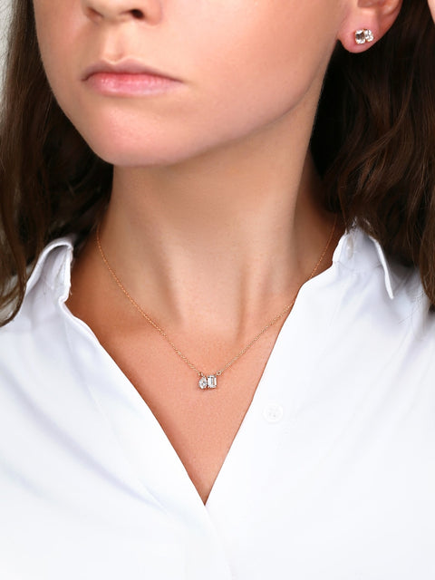 1ct Gemini 14kt Moissanite Toi Et Moi Cluster Necklace