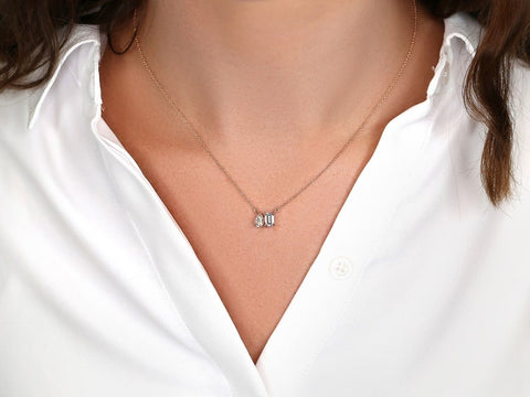 1ct Gemini 14kt Moissanite Toi Et Moi Cluster Necklace