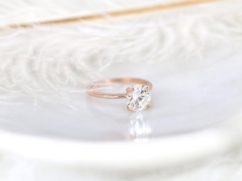 2ct Freesia 8mm 14kt Rose Gold Moissanite Minimalist Round Solitaire Ring