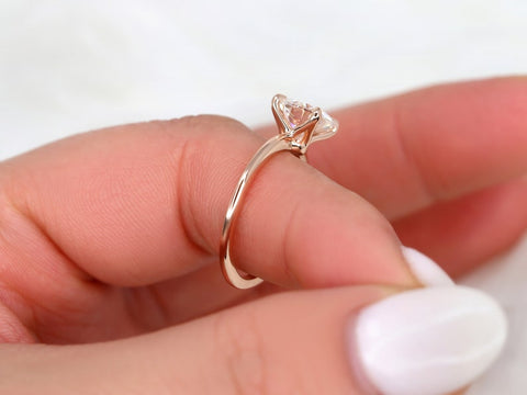 2ct Freesia 8mm 14kt Rose Gold Moissanite Minimalist Round Solitaire Ring