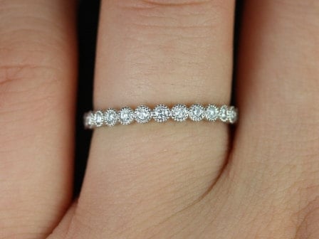 Ready to Ship Petite Bubbles WITH MILGRAIN Platinum Diamond FULL Eternity Ring,Diamond Eternity Ring,Anniversary Gift,Unique Wedding Ring