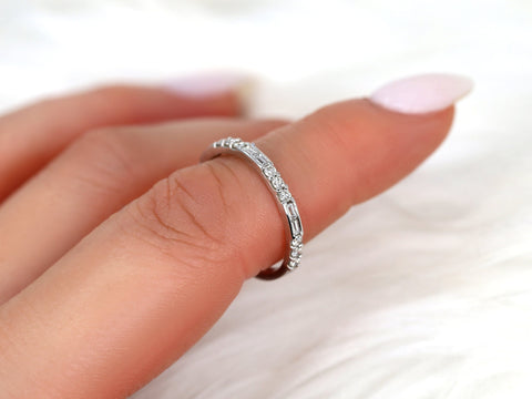 orig Ready to Ship Gabriella 14kt White Gold WITHOUT Milgrain Diamond ALMOST Eternity Ring