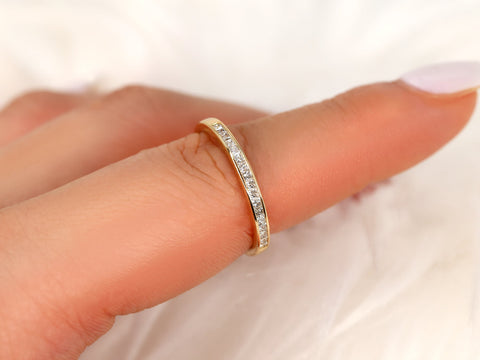 Charlene 14kt Gold Channel Set Diamond HALFWAY Eternity Ring,Princess Cut Diamond Ring,Anniversary Ring,Dainty Diamond Band,Wedding Ring