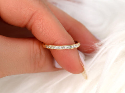 Charlene 14kt Gold Channel Set Diamond HALFWAY Eternity Ring,Princess Cut Diamond Ring,Anniversary Ring,Dainty Diamond Band,Wedding Ring