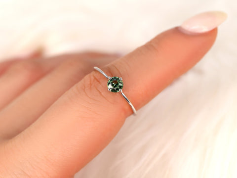 0.50ct Ready to Ship Ultra Petite Kiki 14kt White Gold Teal Sapphire Kite Set Ring,Stacking Ring,Dainty Ring,Birthday Gift,Gift For Her