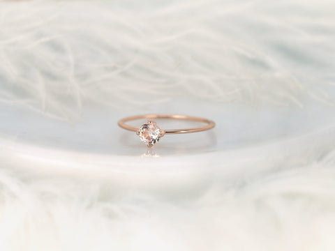 0.43ct Ready to Ship Ultra Petite Kiki 14kt Rose Gold Peach Sapphire Kite Set Ring,Pinky Ring,Birthday Gift,Minimalist Ring,Sapphire Ring