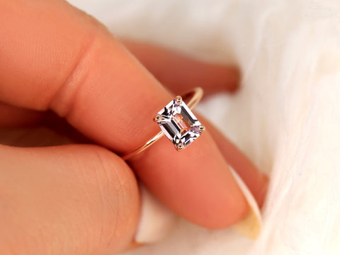 1.46ct Louise 14kt Rose Gold Blush Spinel Emerald Solitaire Ring,Emerald Cut Engagement Ring,Pink Spinel Ring,Birthday Gift,Gift For Her