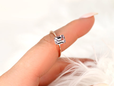 1.46ct Louise 14kt Rose Gold Blush Spinel Emerald Solitaire Ring,Emerald Cut Engagement Ring,Pink Spinel Ring,Birthday Gift,Gift For Her