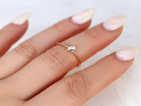 0.43ct Ready to Ship Ultra Petite Kiki 14kt Rose Gold Peach Sapphire Kite Set Ring,Pinky Ring,Birthday Gift,Minimalist Ring,Sapphire Ring