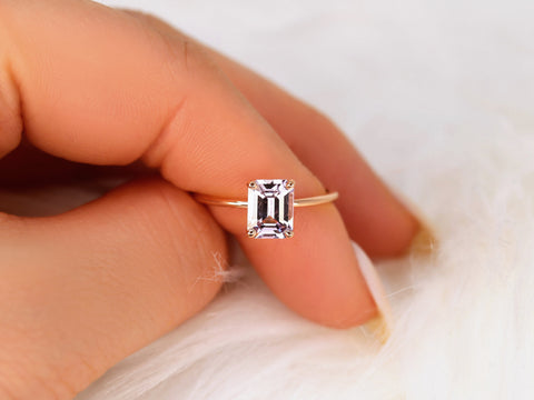 1.46ct Louise 14kt Rose Gold Blush Spinel Emerald Solitaire Ring,Emerald Cut Engagement Ring,Pink Spinel Ring,Birthday Gift,Gift For Her