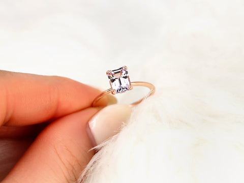 1.46ct Louise 14kt Rose Gold Blush Spinel Emerald Solitaire Ring,Emerald Cut Engagement Ring,Pink Spinel Ring,Birthday Gift,Gift For Her