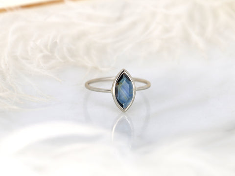 1.12ctc Ready to Ship Donatella Marquise 14kt White Gold Space Blue Sapphire Marquise Ring,Galaxy Ring,Unique Ring,Bezel Set Sapphire Ring