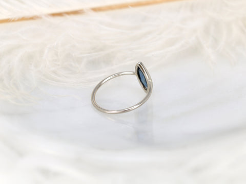 1.12ctc Ready to Ship Donatella Marquise 14kt White Gold Space Blue Sapphire Marquise Ring,Galaxy Ring,Unique Ring,Bezel Set Sapphire Ring