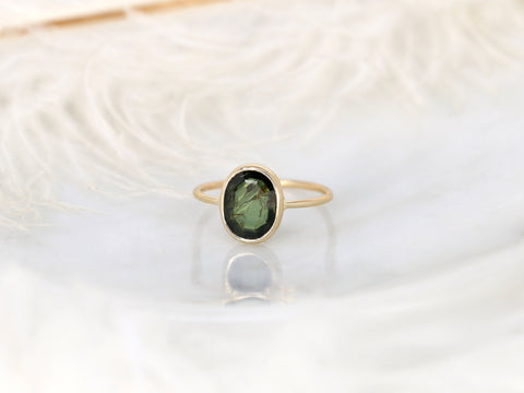 2.36ct Ready to Ship Donatella Oval 14kt Amazon Forest Green Sapphire Ring,Unique Sapphire Ring,Bezel Set Ring,Oval Cut Ring,Minimalist Ring